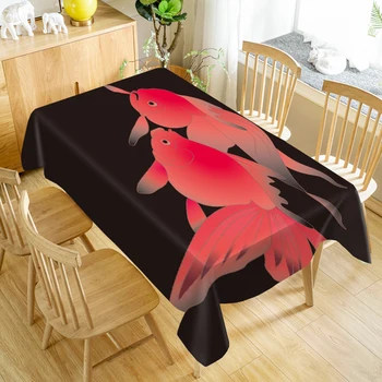 

New Animals Pattern Bird and Goldfish Tablecloth Washable Cloth Thicken Oxford Rectangular Table Cloth for Wedding