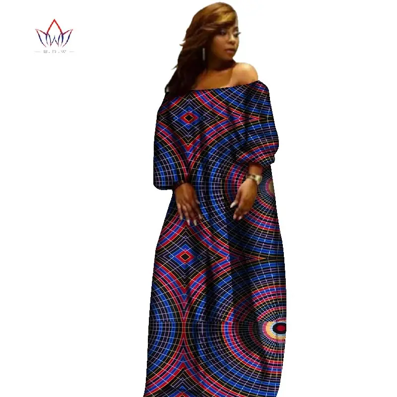 Африканские платья с вырезом лодочкой для женщин, с принтом Дашики, Повседневное платье, женское платье, повседневная индийская одежда, большие размеры BRW WY2110 - Цвет: 23
