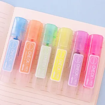 

6 pcs/pack Check Liner Colorful Candy Color Highlighters Promotional Art Markers Gift Stationery