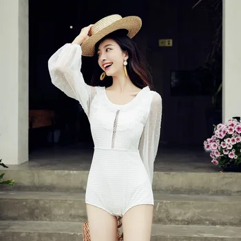 

Swimsuit One Piece Bikinis Female 2019 Swimwear For Women Woman Women's Beach Outings 2018 Block New Hot Sexy Long Sleeve Ins