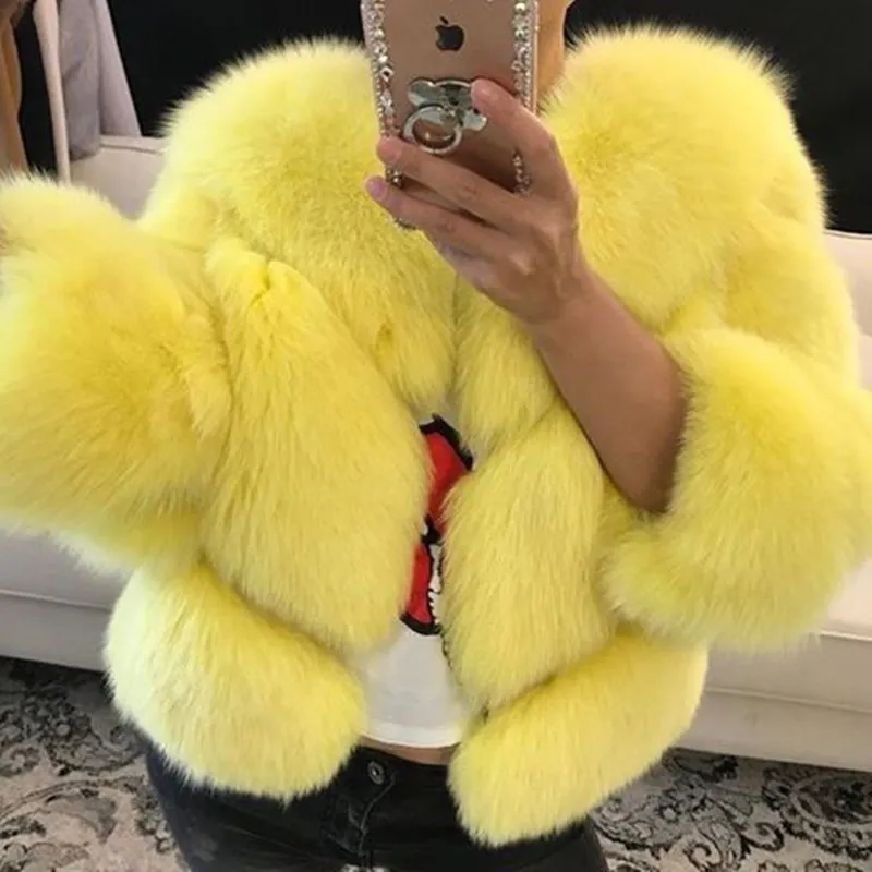 FURSARCAR Top Fashion Luxury Real Fur Jacket Women Winter Genuine Natural Fox Fur Coats  Elegant Female  Thick Warm Jacket Coat