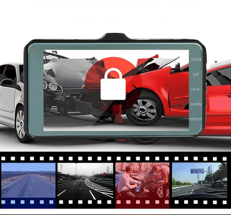 Dash Cam Dual Lens mini Car DVR Full HD 1080P 4" Touch Screen IPS With Backup Rear Camera Registrator Night Vision Video Recorde