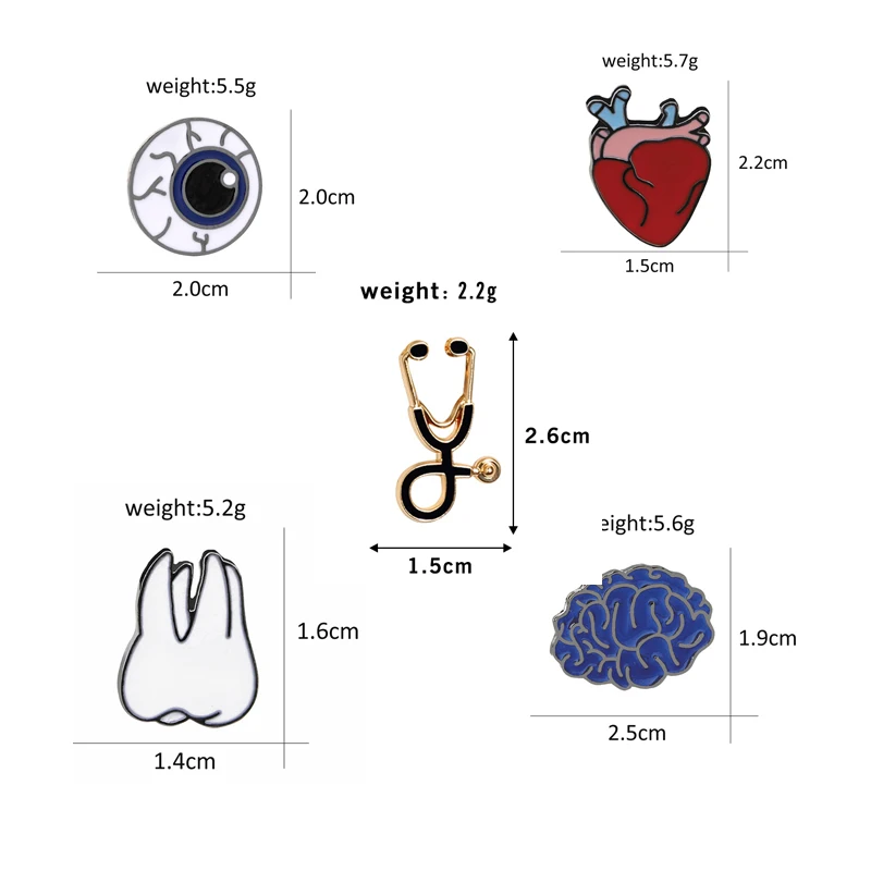 Organ Brain Eye Tooth мини брошь в виде стетоскопа эмалированный штифт для доктора медсестры, куртки, значок на воротник, значок, медицинские ювелирные изделия