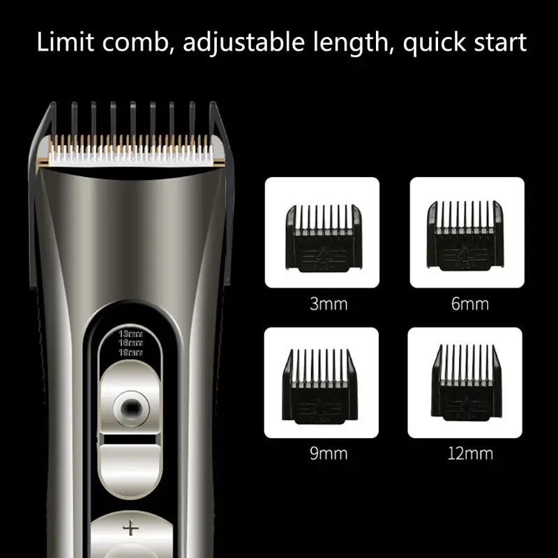 Ceramic Titanium Alloy Blade Hair Trimmer Clipper USB Rechargeable Electric Razor Beard Shaver with