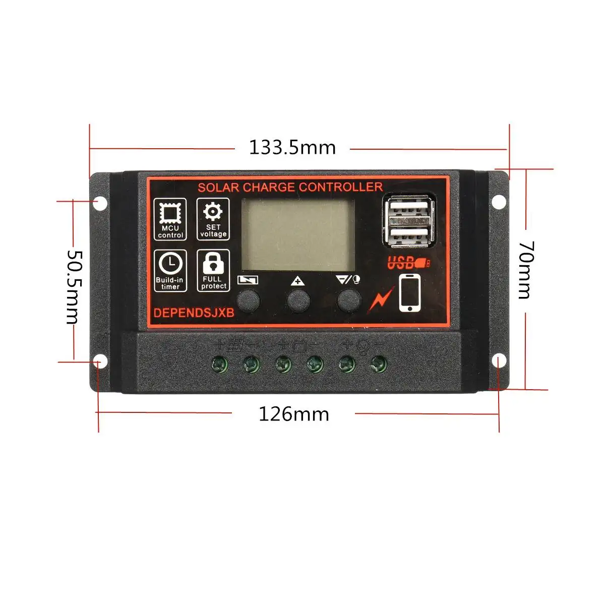Controlador de Carga Controlador de Painel Regulador de Bateria com 2 Controlador Solar Automático Lcd Pwm Porta Usb 10a-60a 12v - 24v Computers & Electronics