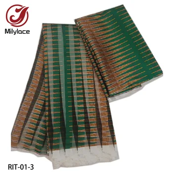 

African Printed Organza ribbon Fabric thick Ribbon fabric 4 yards match 2 yards satin fabric for Garment Material RIT-04
