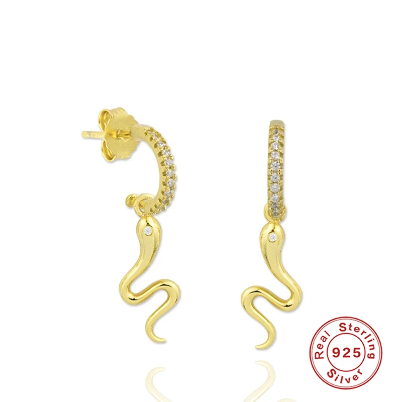 

Aide 925 Sterling Silver Trendy Snake Earrings Pendant Woman Stud Earring For Party Anniversary Engagement Pendientes Brincos