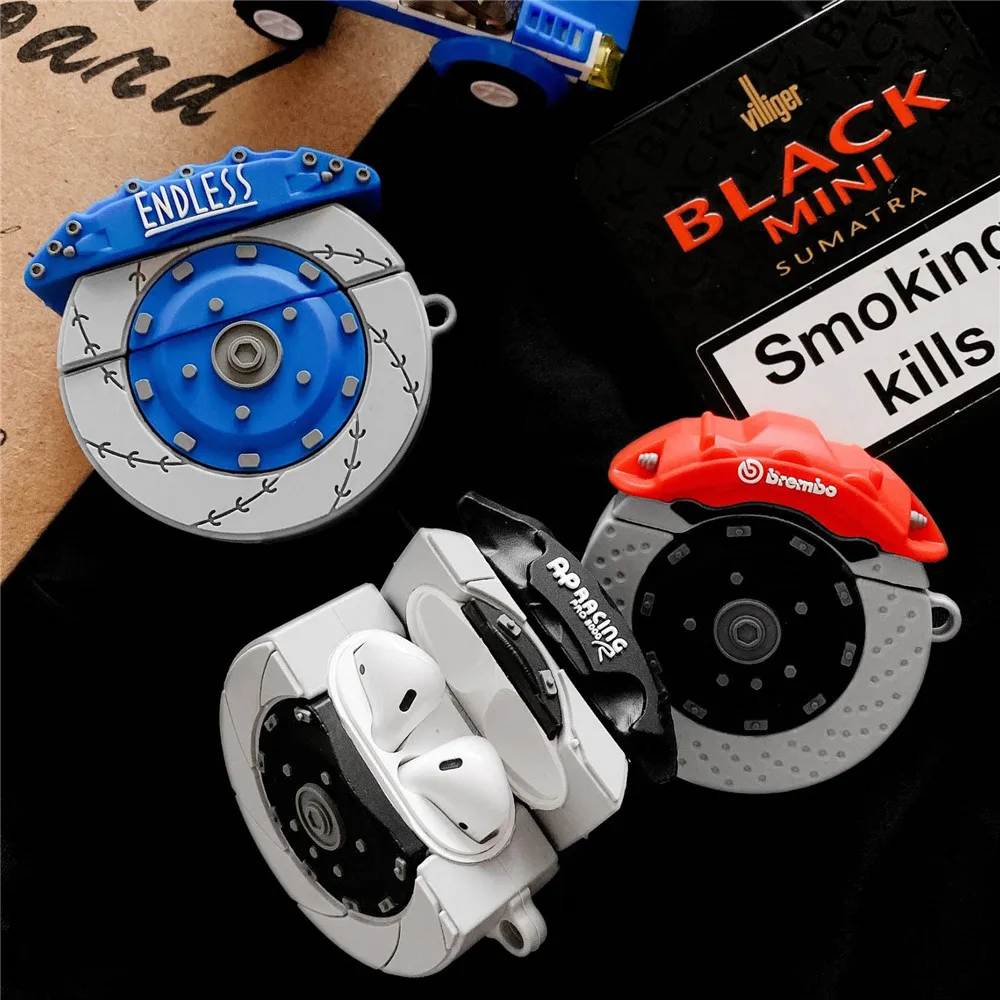 3D Car Wheel Brake Disc Cool Soft Silicone Earphone Cover Bluetooth Wireless Headset Case Coque for Airpods 1 2 Pro Funda | Электроника