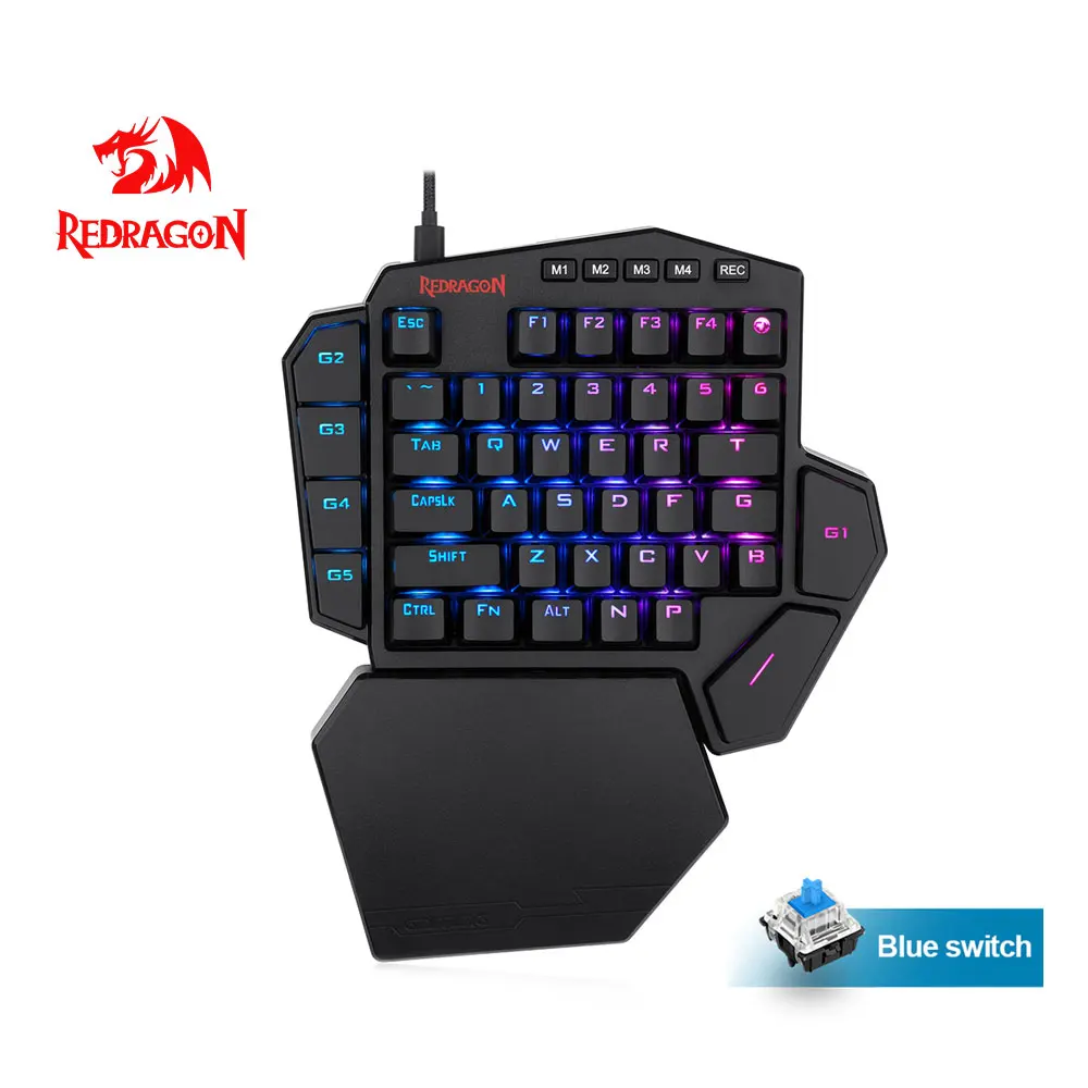 Механическая игровая клавиатура Redragon DITI K585 RGB 42 с одной рукой синий переключатель