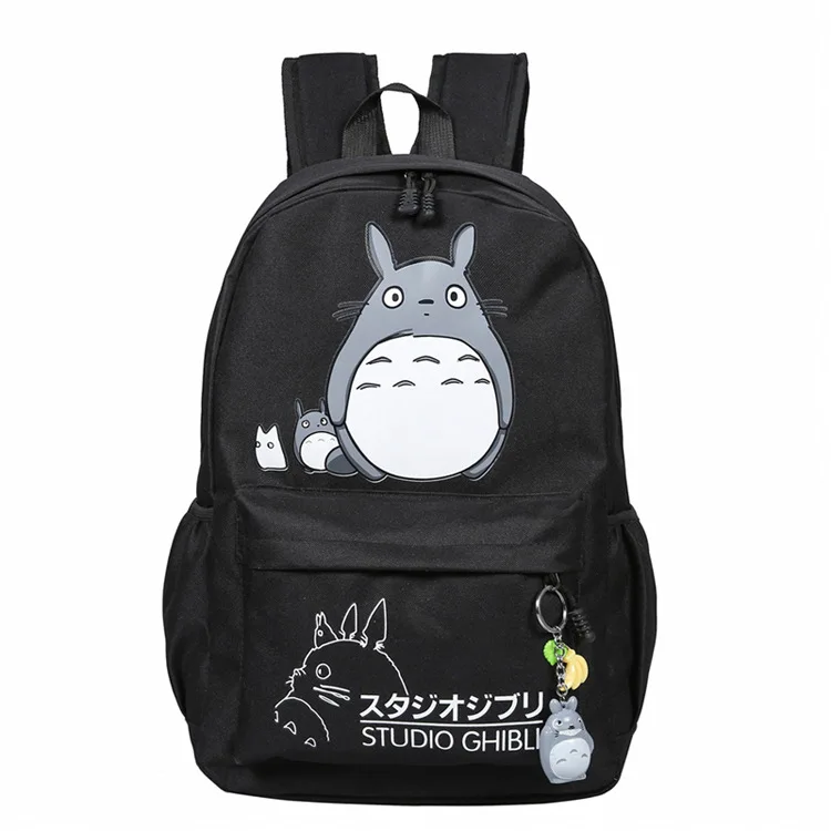 Аниме студия Ghibli Мой сосед Тоторо действие напечатанный рисунок Холст мультфильм подростков Unsiex плеча рюкзак путешествия - Цвет: black A