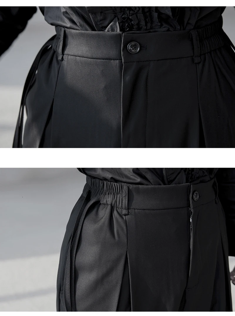 [EAM] Черные Длинные свободные брюки с высокой эластичной талией для отдыха, новые свободные брюки для женщин, модные весенне-осенние 1K494