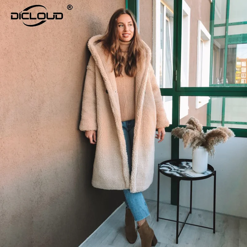 On Sale Fur Jackets Coats Teddy Hooded Oversized Faux-Fur Women Trendy Thick Plus-Size Long Winter w5KkbOZDk