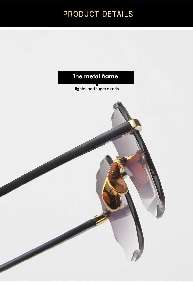 Retro Square Sunglasses For Women Designer Gradient Rimless Style_voghion.com