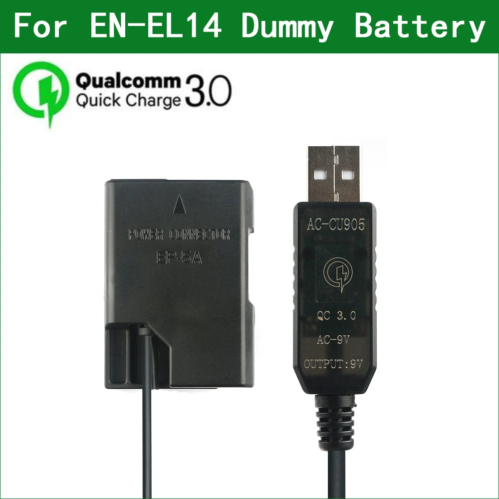 EN-EL14 EL14A EP-5A Dummy Battery Power Bank USB Cable for Nikon D3100 D3200 D3300 D3400 D3500 D5100 D5200 D5300 D5500 | Электроника