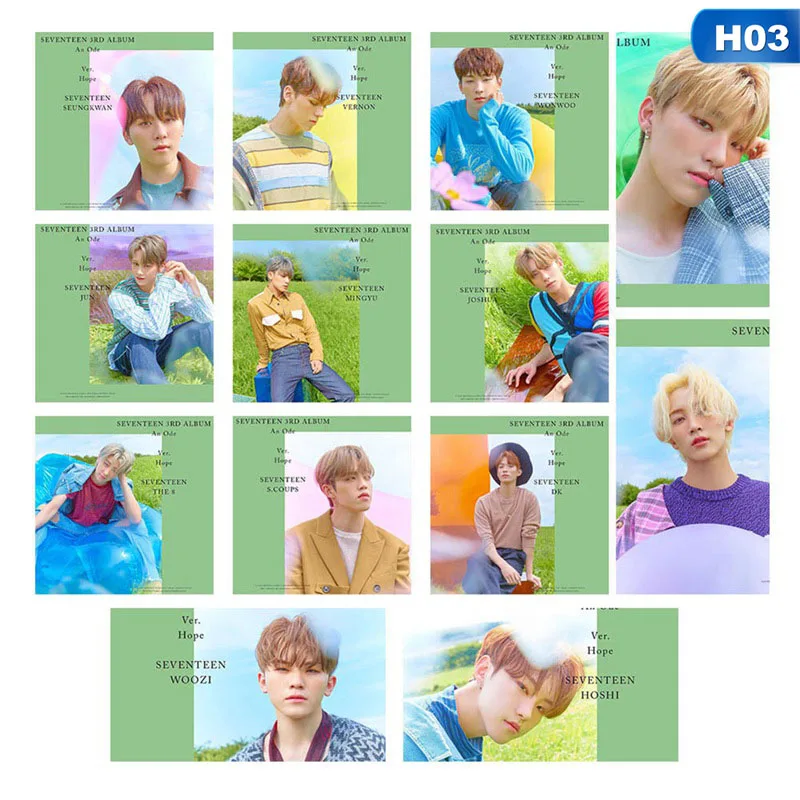 13Pcs/set SEVENTEEN Photo Pictures Cards Boy LOMO Cards Self Made LOMO Pictures Photocard Fan Supplies