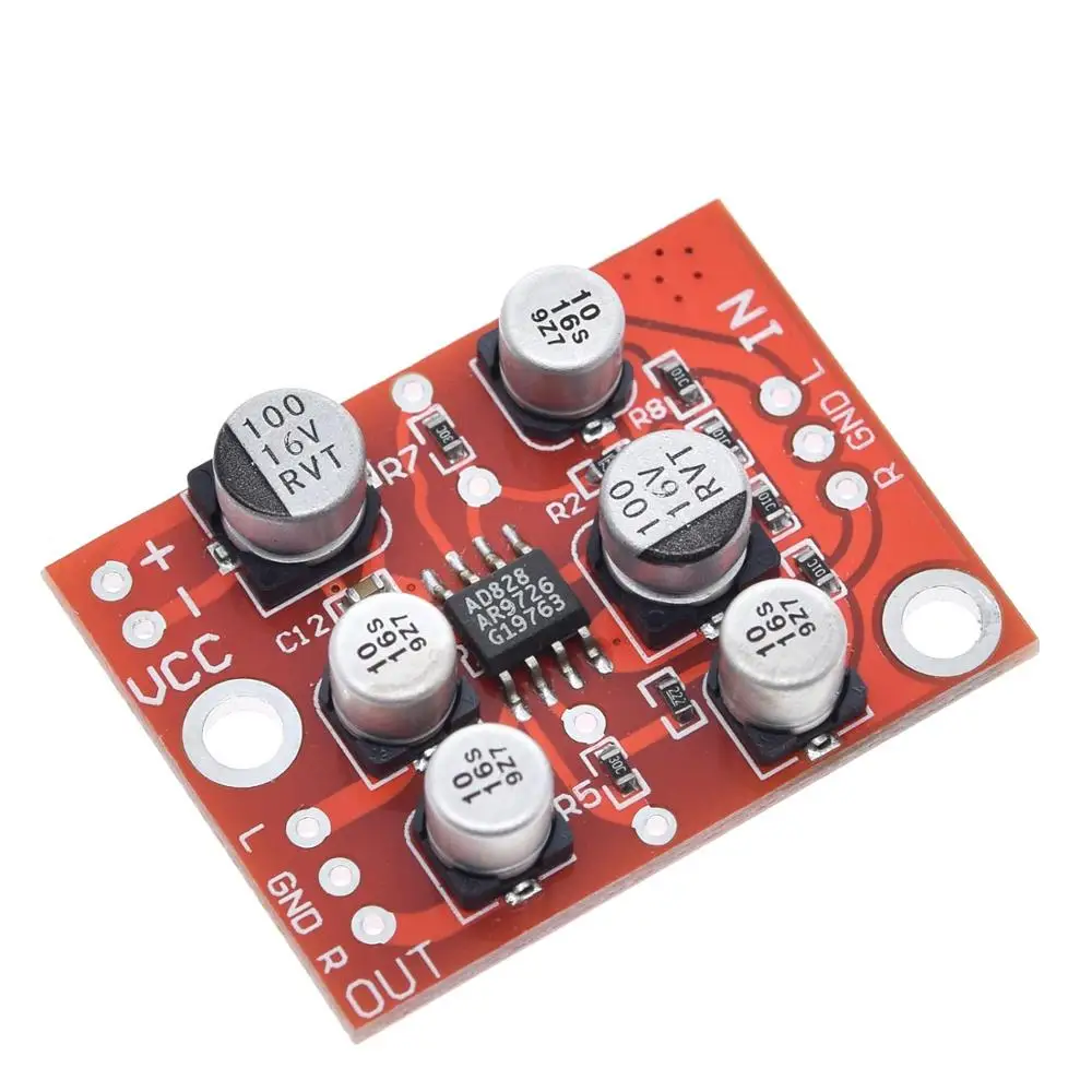 TZT  DC 5V-15V 12V AD828 Stereo Preamp Power Amplifier Board Preamplifier Module