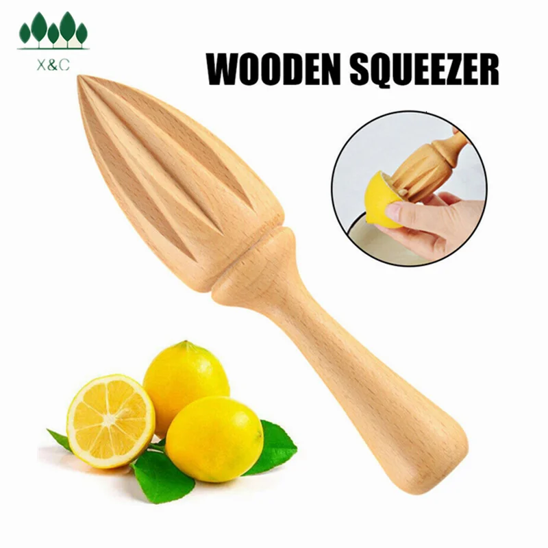 

XinChen Wooden Lemon Squeezer Hand Press Manual Juicer Fruit Orange Citrus Spice Extractor Reamers Ten-corner Design
