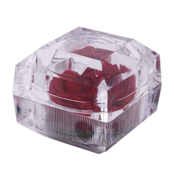 

Acrylic Jewelry Box Ring Box with Red Rose for Wedding Birthday