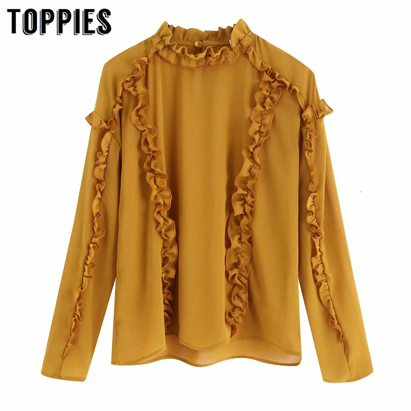 

2019 Ruffles Blouses Tops Women Long Sleeve White Shirt Women Tops Korean Fashion Clothing Streetwear
