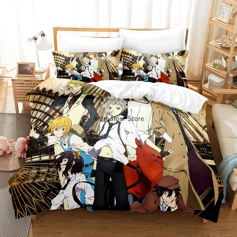 Anime : Bungo Stray Dogs Bedding Set Cartoon Duvet Cover And Pillowcases Queen Full Size Kids Gift Decor Home Bedclothes 5