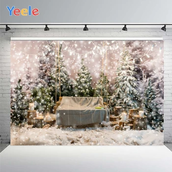 

Yeele Christmas Trees Photo Background Photophone Gifts Snow And Wood House Photography Backdrops for Decoration Customized Size