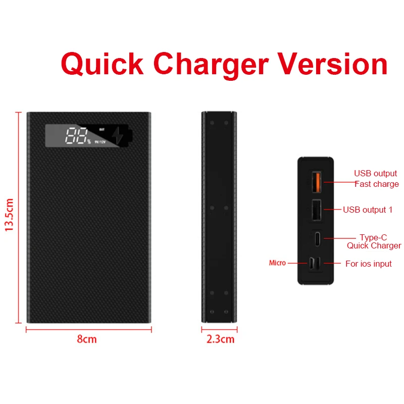 Welding Free 5*18650 Battery Storage Box PD QC3.0 USB 10W Fast Wireless Charging Power Bank Case 18650 Battery Holder Box