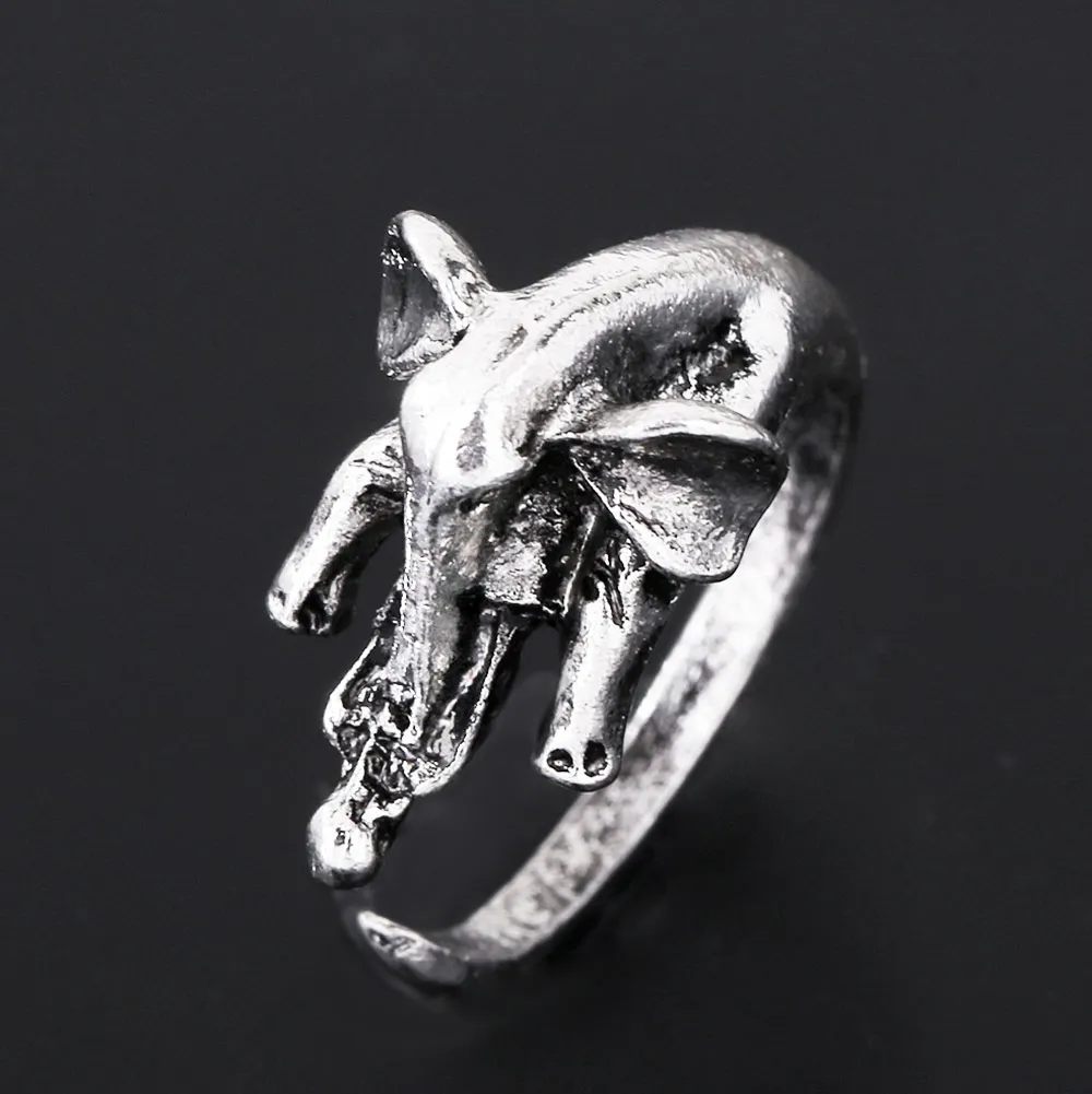 

Vintage Elephant Retro Gothic Biker Punk Ring Women Men Trendy Rings Band Jewelry Boy Hoop Halloween Accessories