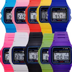 Многофункциональные ультра-тонкие светящиеся часы, светодиодный Будильник, детские часы F91, спортивные электронные часы для девочек