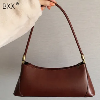 

[BXX] Women's Single Shoulder Bag All-match 2020 Brand Designer Vintage PU Leather Package Female Party Handbag HF100