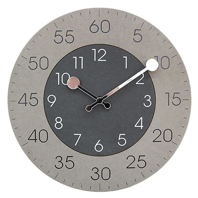 

Double Arabic Numeral Dial Wooden Chic Home Wall Clock Quartz Silent Hanging Clock Bar Office Decoration