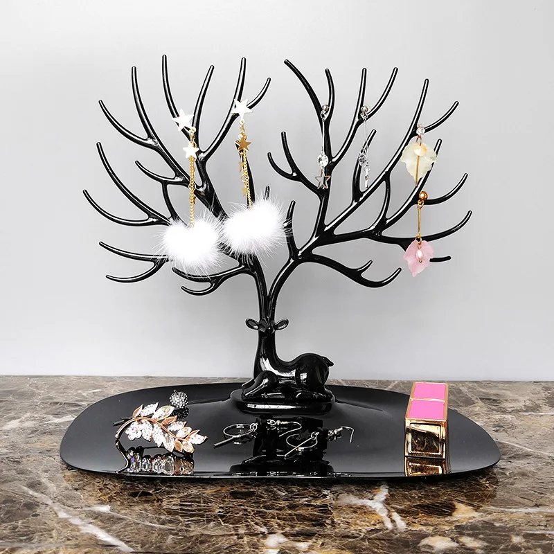 

Deer Tree Rack Plastic Jewelry Makeup Organizer Cosmetic Deer Tree Rack Earring Necklace Storage Holder For Dropshipping