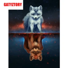 GATYZTORY 5D алмазная живопись полный квадратный DIY домашний декор мозаичные Стразы картина с логотипом на заказ лиса и его отражение
