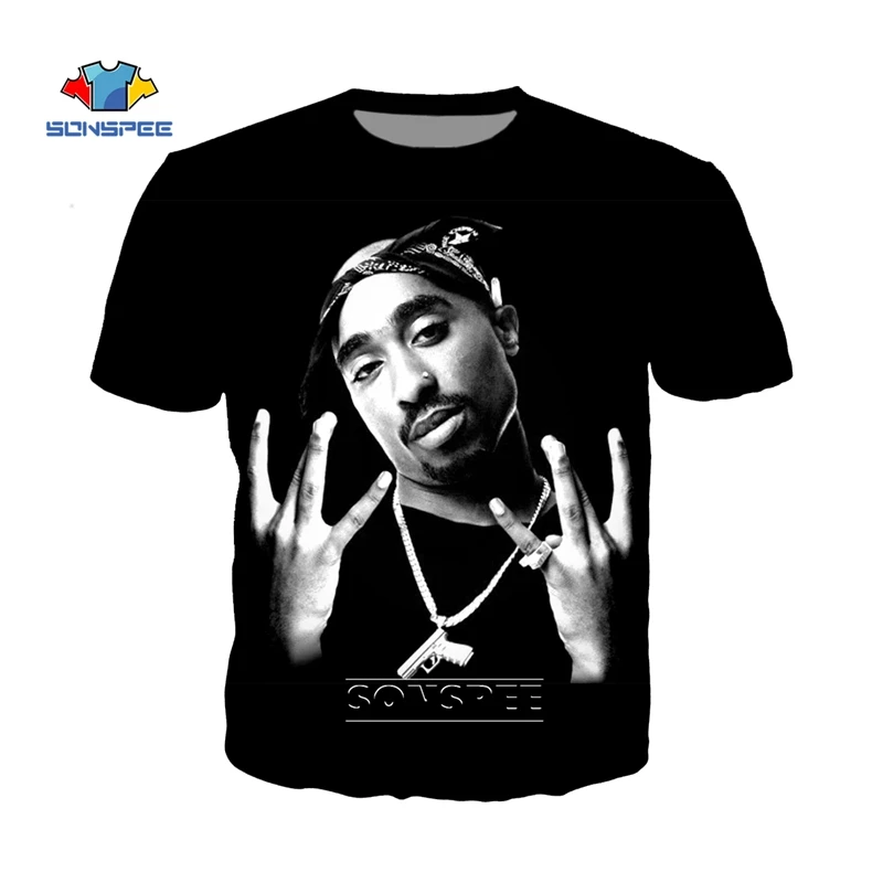 SONSPEE новые летние модные мужские и женские футболки реперские кепки 2pac Тупак