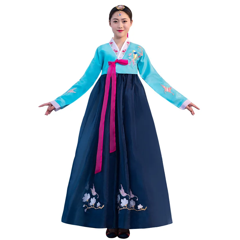 Корейский традиционный костюм ханбок платье ханбок женский корейский дворцовый костюм национальный танец меньшинств представление платье SL1352