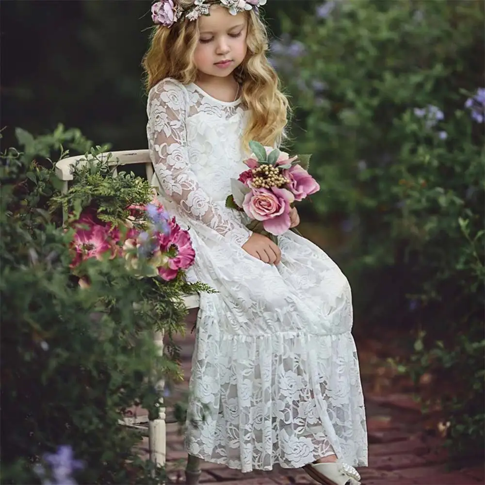 Новые детские платья для девочек, детский кружевной костюм принцессы на свадьбу платье на возраст 11, 12, 13, 14 лет Детская одежда Одежда для маленьких девочек - Цвет: Бежевый