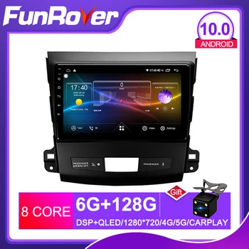 

FUNROVER 8 CORE 128GB Android 10.0 Car radio dvd For Mitsubishi Outlander 2 4007 2005-2011 GPS navigation stereo dsp carplay RDS