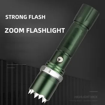 

T6 Lamp Bead Electric Torch LED Zoom Aluminum Alloy Outdoor Self-defense Long-range Charging Flashlights 3 FilesRotationFocusing