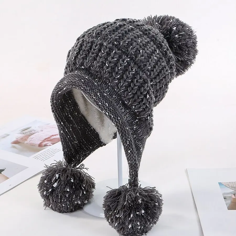 Новинка, зимняя вязаная шапка, женские шапки с помпоном, шапки Gorras, Теплые Мешковатые зимние шапки для женщин и девушек, Skullies Beanies - Цвет: GRAY