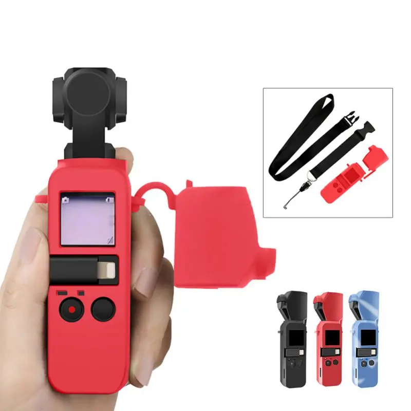 Silicone Camera Cover Soft Cap Case Guard Hood Protector Skin Housing Shell with Hand Strap Rope For DJI OSMO Pocket Gimbal
