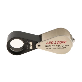 

Glass Magnifying Magnifier Jeweler Eye Jewelry Loupe Loop With UV LED Lights