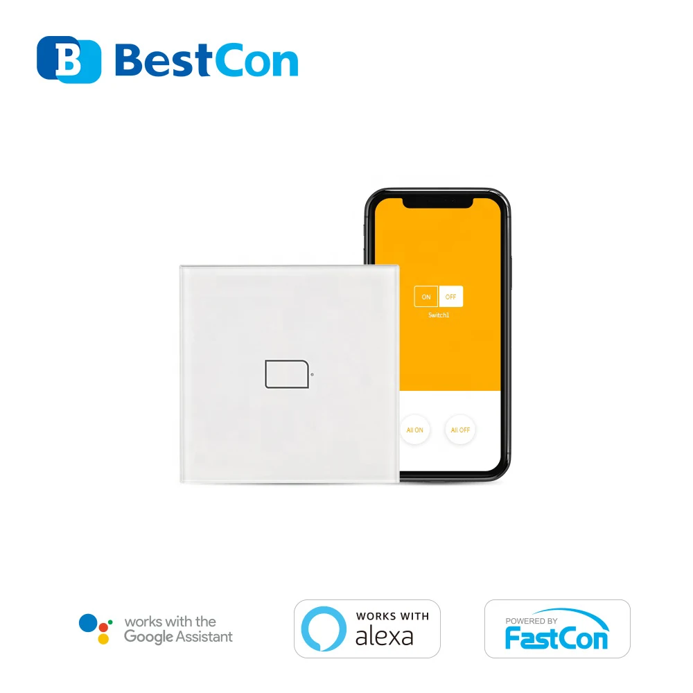 BroadLink Bestcon TC2S-UK-1gang Стекло настенный сенсорный выключатель питания работает с Amazon