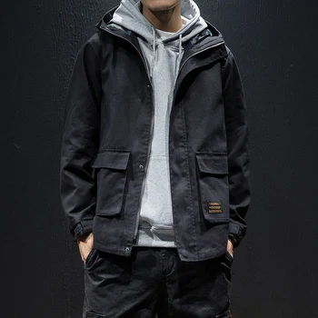 

M-5XL Mens Jackets And Coats Streetwear Bomber Jacket Men Windbreaker Fashions Clothes Hooded Cargo Big Pocket Jacket