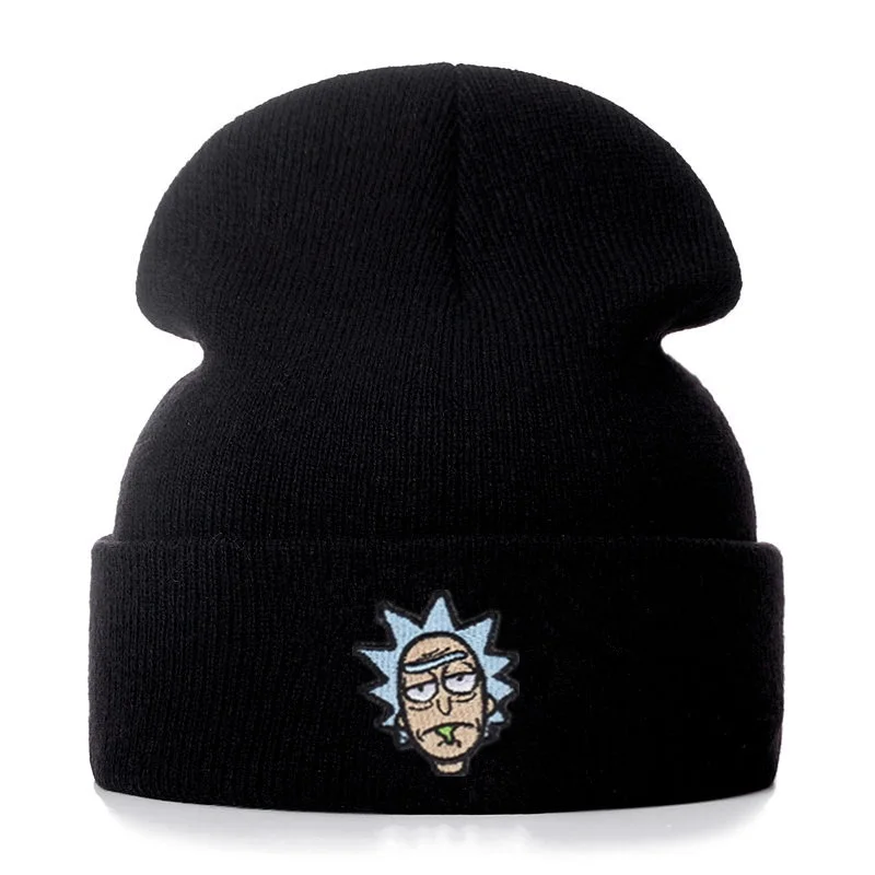 

Rick and Morty Cotton Embroidery Casual Beanies for Men Women Knitted Winter Hat Solid Hip-hop Skullies Bonnet Unisex Cap