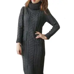 Длинные Trui женские платья новые зимние дизайнерские размеры с высоким воротником Trui компрессионное Breen женское платье LU454