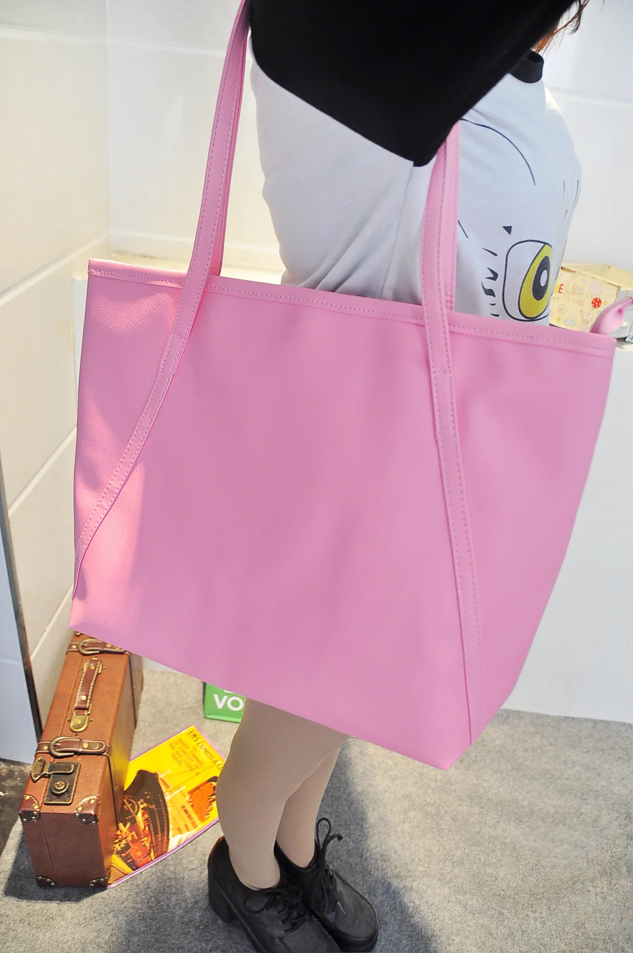 

Korean-style Large Bag Mommy Shopping Bag Toothpick Pattern Cross Pattern Shoulder Bag Handbag Fashion