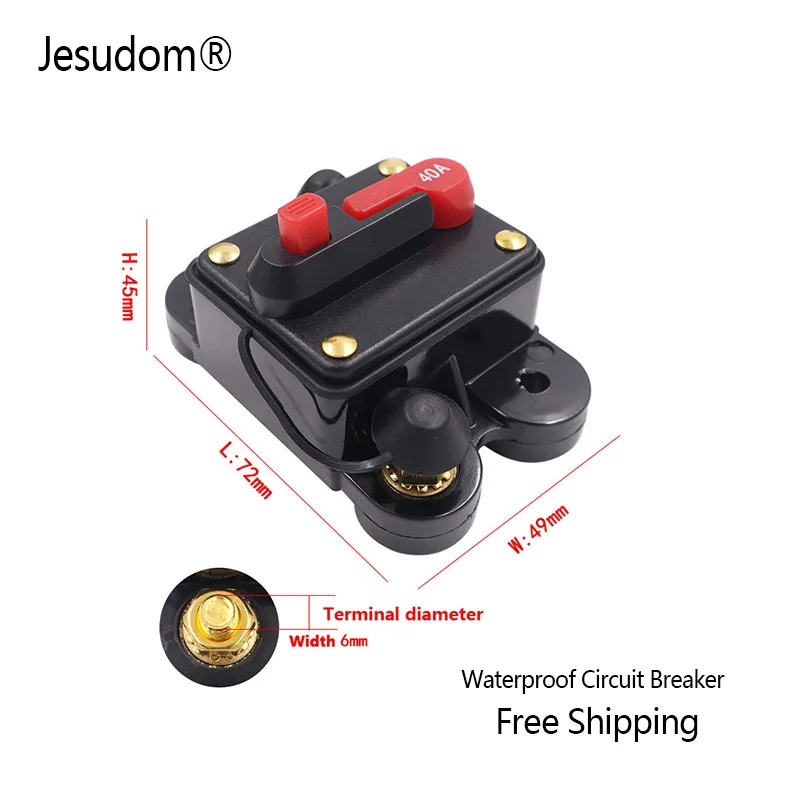 60A 80A 100A 150A 12V 24V 20A 30A Auto Car Bike Stereo Audio Solar Energy Circuit Breaker Reset Fuse Inverter Home Solar Use