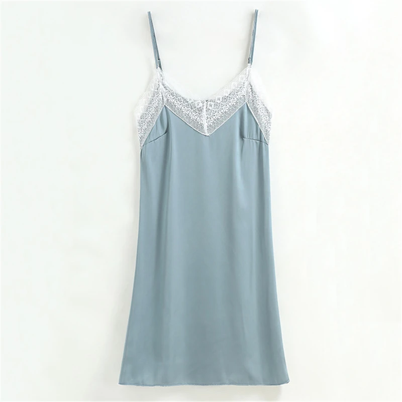 Ночная рубашка Сексуальная женская летняя на бретельках Короткая Юбка Кружевное