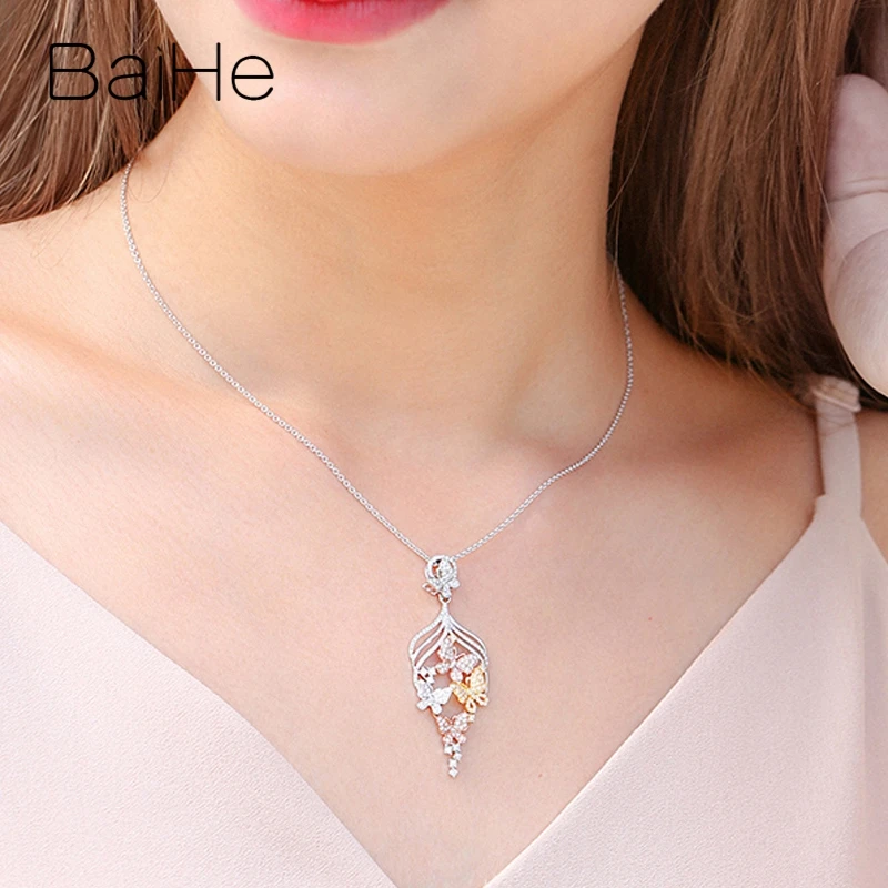 BAIHESolid 18K белый+ желтый+ розовое золото Сертифицированный 0.70ct H/SI настоящие натуральные бриллианты свадебные женские модные ювелирные изделия ожерелья