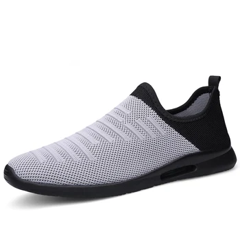 

Slip On Men's Sneakers Lightweight Casuali Shoes Breathable Mesh Sports Athletic Outdoor Walking Footwear Black Red Tennis 45 46