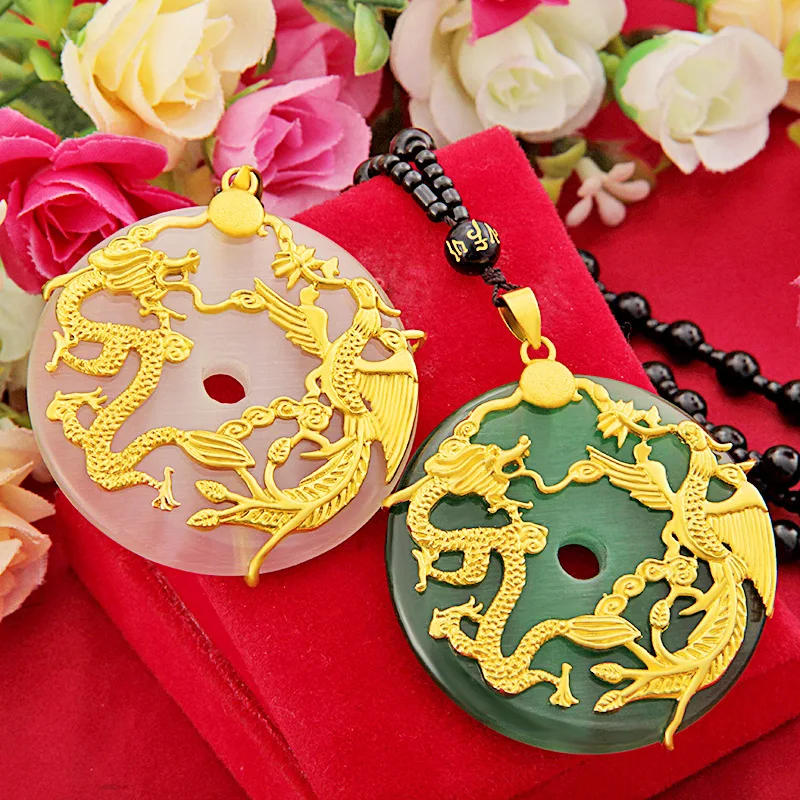 

New National Dragon Phoenix Peace Buckle Pendant Charm Jewellery Hand-Carved Pendant for Women Men Fashion Accessories